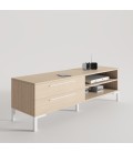 MUEBLE TV TRENDY COLOR ROBLE CON PATA RECTA Y TIRADOR LINE BLANCO