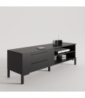 MUEBLE TV TRENDY NEGROCON PATA RECTA Y TIRADOR LINE NEGRO