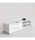 MUEBLE TV BLANCO CON PATA BASE Y TIRADOR LINE COLOR ALUMINIO