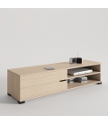 MUEBLE TV TRENDY COLOR ROBLE CON PATA BASE NEGRA Y TIRADOR WAVE