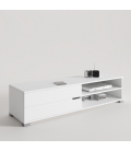 MUEBLE TV TRENDY BLANCO CON PATA BASE COLOR ALUMINIO Y TIRADOR WAVE