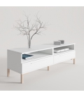 MUEBLE TV PERPIÑÁN EN BLANCO CON PATA CONTEMPORÁNEA EN HAYA 