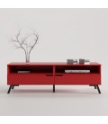 MUEBLE TV PERPIÑÁN EN ROJO CON PATA VINTAGE EN NEGRO