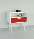 Bonn mesita color blanco y cajón rojo más estante 60 cm