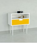 Bonn mesita color blanco y cajón amarillo más estante 60 cm