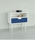 Bonn mesita color blanco y cajón azul más estante 60 cm