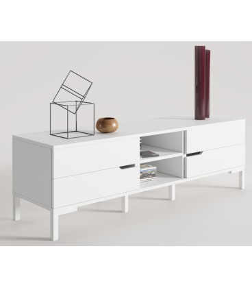 MUEBLE TV NANTES EN BLANCO CON PATA CONTEMPORÁNEA EN BLANCO